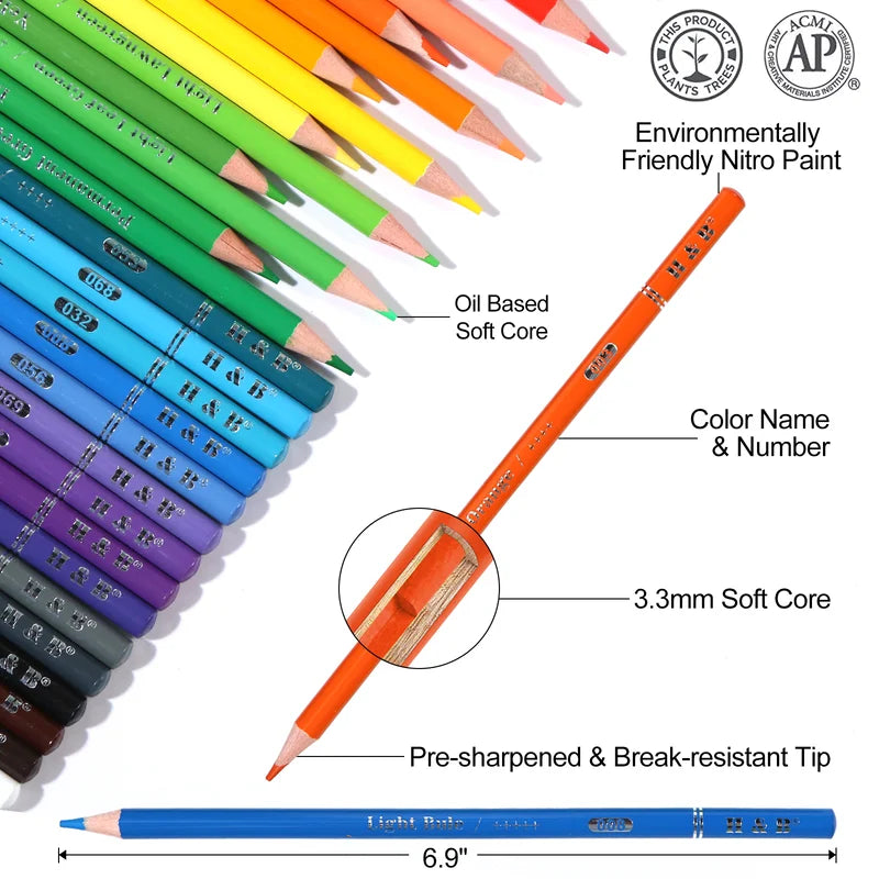 520/260/200/180/150/120/72/48 Water & Oil Color Pencils With Storage B –  AOOKMIYA