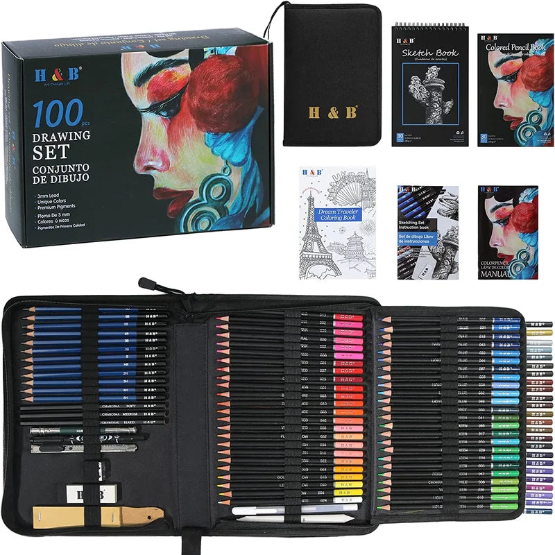 Amazon.com : KALOUR Sketching Coloring Art Set - 38 Pieces Drawing Kit with  Sketch Pencils,Colored Pencils,Charcoal,Marker,Eraser -Portable Zippered  Travel Case - Art Supplies for Artists Beginners Adults Kids : Arts, Crafts  &