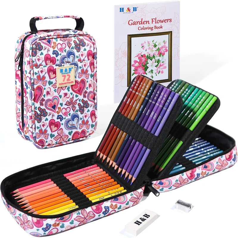 H&B 72 120 180 Professional Portable Bag Colored Pencil Drawings Sets For  Adults