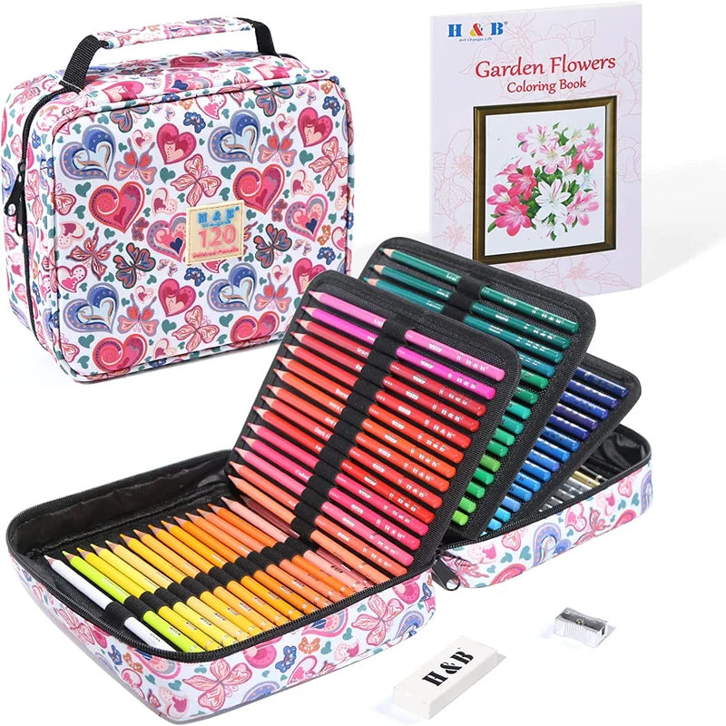 H&B 72 120 180 Professional Portable Bag Colored Pencil Drawings Sets For  Adults
